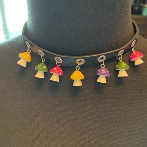 Mushroom Charm Eyelet Choker